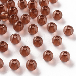 Abalorios de acrílico transparentes, redondo, chocolate, 6x5mm, agujero: 1.8 mm, aproximamente 4400 unidades / 500 g