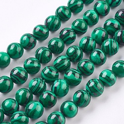 Perline malachite fili sintetici, tondo, tinto, verde scuro, 8mm, Foro: 1 mm, circa 47~50pcs/filo, 15~15.3 pollice (38~38.9 cm)