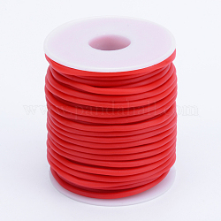 Tubo hueco pvc tubular cordón de caucho sintético, envuelta alrededor de la bobina de plástico blanco, rojo, 4mm, agujero: 2 mm, alrededor de 16.4 yarda (15 m) / rollo