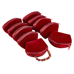 Bolsas de almacenamiento de joyas de bola de masa de terciopelo, bolsa de cosméticos, de color rojo oscuro, 6.5x9.8 cm
