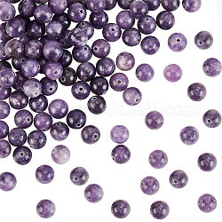 OLYCRAFT 90Pcs Natural Lepidolite Round Beads 8mm Purple Lepidolite Beads Energy Beads Strand Round Loose Gemstone Beads for Bracelet Necklace DIY Jewelry Making