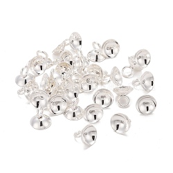 201 perline pendenti in acciaio inossidabile, per ciondoli con coperchio a bolle di vetro globo, argento, 7x8mm, Foro: 3 mm
