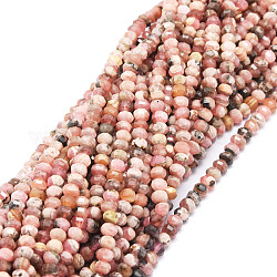 Chapelets de perles en rhodochrosite naturelle, facette, rondelle, 3.5~4x3mm, Trou: 0.7mm, Environ 124 pcs/chapelet, 15.35'' (39 cm)