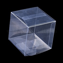 Embalaje de regalo de caja de pvc de plástico transparente cuadrado, caja plegable impermeable, para juguetes y moldes, Claro, caja: 6x6x6.1 cm