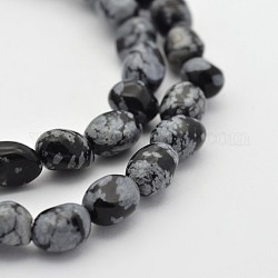 Natur Schneeflocken-Obsidian Perlenstränge, getrommelt Stein, Nuggets, 5~7 mm, Bohrung: 5~7 mm, etwa 1 Zoll