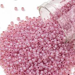 Toho perles de rocaille rondes, Perles de rocaille japonais, (pf2106) permafinish opale rose foncé doublée d'argent, 11/0, 2.2mm, Trou: 0.8mm, environ 50000 pcs / livre
