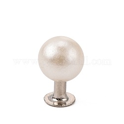ABS Kunststoff Imitation Perle Nietnieten, mit  eisernem Zubehör, kantille, weiß, 6 mm, Befund: 4x5 mm