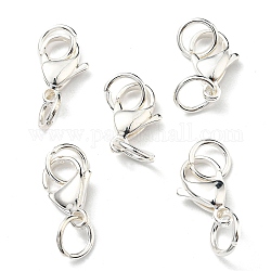 304 Stainless Steel Lobster Claw Clasps, with Double Jump Rings, Silver, 20mm, Clasp: 15x9x4.3mm