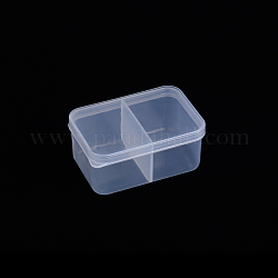 Conteneur de stockage de billes de polypropylène (pp), Boîtes de rangement 2 compartiment, avec couvercle, rectangle, clair, 8.7x5.8x4 cm, compartiment: 5.3x4x3.7cm