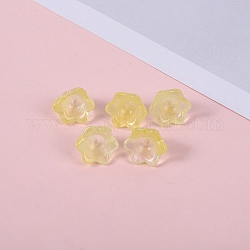 Glass Beads, Lily Flower, Champagne Yellow, 12x8mm, Hole: 1.4mm