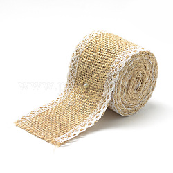 Cinta de arpillera, cinta de arpillera, cinta de yute, con cintas de algodón, para la fabricación de la joya, bronceado, 2 pulgada (50 mm), aproximamente 2.187yards / rodillo (2 m / rollo), 12 rollos / bolsa