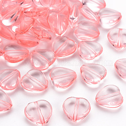 Perles en acrylique transparente, cœur, rose, 13.5x13.5x5.5mm, Trou: 1.5mm, environ 775 pcs/500 g