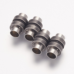 304 Edelstahl-Magnet Schließen, Kolumne, Metallgrau, 16x10 mm, Bohrung: 6 mm