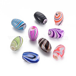 Opake Acrylperlen europäischen, Großloch perlen, Fass, Mischfarbe, 10.5x16.5 mm, Bohrung: 4.5 mm, ca. 490 Stk. / 500 g