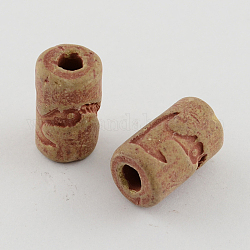 Handmade China Clay Beads Antique Porcelain Beads, Ceramic Column Beads for Beaded Jewelry Making, Camel, 19x11mm, Hole: 4mm