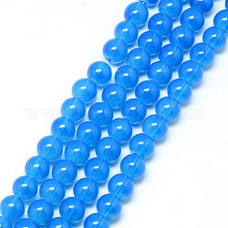 Chapelets de perles en verre peint, imitation opalite, ronde, Dodger bleu, 8mm, Trou: 1.3~1.6mm, Environ 100 pcs/chapelet, 31.4 pouce