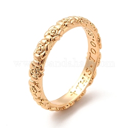 304 anillo de acero inoxidable, anillo de dedo con textura de rosa, dorado, 4mm, diámetro interior: 17 mm