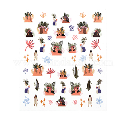 Pegatinas de calcomanías de uñas de verano, flor fruta palabra flamenco patrón autoadhesivo nail art suministros, para mujer niñas diy diseño de arte de uñas, colorido, Patrón de las mujeres, 90x77mm