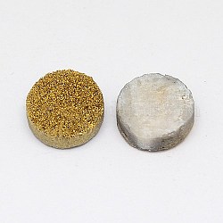 Revestimiento cabuchones de cristal druzy naturales, plano y redondo, teñido, vara de oro, 16x4~9mm