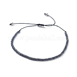 Bracciali con perline intrecciate con filo di nylon, con perle di semi di vetro e 304 perle di acciaio inossidabile, Blue Marine, 1-5/8 pollice ~ 2-3/4 pollici (3.9~7 cm)