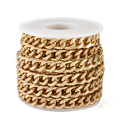 Yilisi Iron Curb Chains, Faceted, Unwelded, with Plastic Spool, Golden, 12x8.5x2.5mm, about 13.12 Feet(4m)/Roll