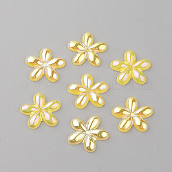 Acrylic Cabochons, AB Color Plated, Flower, Gold, 10x10x2mm
