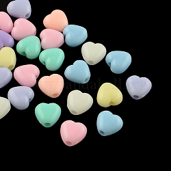Perles acryliques opaques, cœur, couleur mixte, 7x7x5mm, Trou: 2mm, environ 3500 pcs/500 g