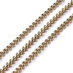 Revestimiento iónico (ip) 304 cadenas de mazorcas de acero inoxidable, cadenas de eslabones de hojas, sin soldar, con carrete, dorado, 6x5x2mm, aproximadamente 16.40 pie (5 m) / rollo