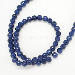 Spray Painted Glass Beads Strands, Jelly Style, Round, Marine Blue, 10mm, Hole: 1mm, about 82pcs/strand