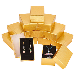 Rectangle Cardboard Paper Jewelry Set Boxes, Jewelry Case with Sponge Inside for Necklace Rings Earrings Storage, Goldenrod, 8.1x5.1x3.1cm