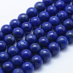 Abalorios de lapislázuli naturales hebras, Grado A, redondo, 6mm, agujero: 1 mm, aproximamente 67 pcs / cadena, 15.7 pulgada (40 cm)