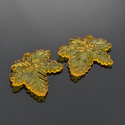 Transparent Acrylic Pendants, Leaf, Orange, 20x20x3mm, Hole: 1mm, about 1420pcs/500g