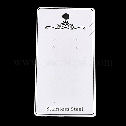 Paper Jewelry Display Cards, Necklace and Earring Display Cards, Rectangle, White, 13.4x6.9x0.05cm, Hole: 8mm and 3mm