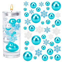 パンダホールエリート diy クリスマステーマジュエリー作成検索キット  不透明樹脂スノーフレークカボションを含む  ABSプラスチックパール調ビーズ  空色  164個/袋