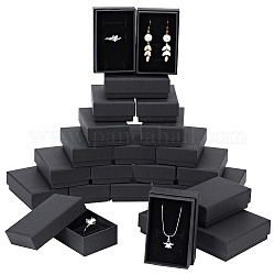Cajas de joyas de cartulina de papel kraft, caja del anillo, Rectángulo, negro, 8.7x5.5x2.8 cm