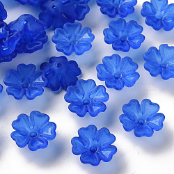 Transparent gefrostete Acrylglaskappen, 5-Blütenblatt, Blume, königsblau, 16.5x6 mm, Bohrung: 1.6 mm, ca. 959 Stk. / 500 g