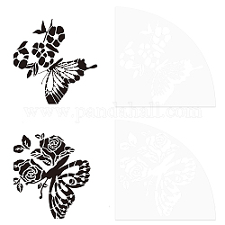 Ahandmaker 蝶の花アクリルスリーブステンシル 2 個  プラスチック絵画ステンシル 再利用可能なアートテンプレート 印刷テンプレート 再利用可能な漂白シャツ アクリルスリーブステンシル diyアートクラフト 服の装飾