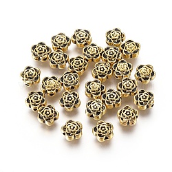 Tibet anciennes perles en métal doré, sans plomb et sans cadmium, 7 mm de diamètre, épaisseur de 4mm, trou: 1 mm