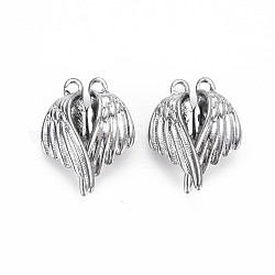 Alloy Magnetic Clasps, Rack Plating, Cadmium Free & Nickel Free & Lead Free, Wing, Platinum, 26x19x6.5mm, Hole: 1.8mm