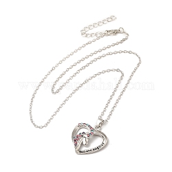 Coeur strass coloré avec collier pandant licorne avec chaînes forçat, mot que vous êtes des bijoux en alliage magique pour les femmes, platine, 18.23 pouce (46.3 cm)