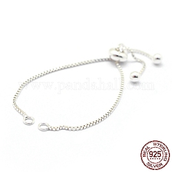Изготовление 925 браслета-цепочки из стерлингового серебра, изготовление браслетов-слайдеров, серебряные, 4-3/4 дюйм (12 см), отверстие : 2 мм, длина одной цепи: около 6 см