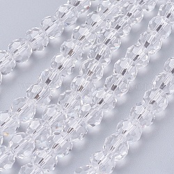 Glass Beads Strands, Faceted(32 Facets), Round, Clear, 8mm, Hole: 1.5mm, about 66~67pcs/strand, 15.12 inch~15.35 inch(38.4~39cm)