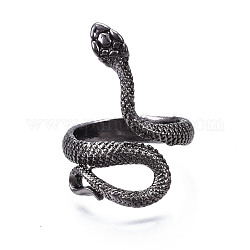 Сплав манжеты кольца пальцев, широкая полоса кольца, змея, металлический черный, размер США 9 3/4 (19.5 мм)