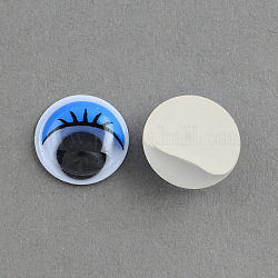 Wiggle plastique yeux écarquillés boutons bricolage accessoires artisanat scrapbooking jouets avec étiquette emplâtre sur le dos, bleu ciel, 8x2.5~3.5mm