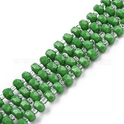Fili di perline di vetro opaco tinta unita, abaco, verde mare, 4x3mm, Foro: 0.8 mm, circa 146~150pcs/filo, 24.41 pollice ~ 25.2 pollici (62~64 cm)
