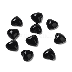 Cabochons en onyx noir naturel, cœur, teints et chauffée, 7x7x3mm