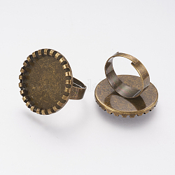 Фурнитура для колец, латунь, регулируемый, плоско-круглые, античная бронза, лоток : 20 мм, 17 мм