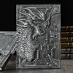 3D-Notizbuch aus geprägtem PU-Leder, A5-Tagebuch mit Drachenmuster, für Schulbürobedarf, Antik Silber Farbe, 215x145 mm