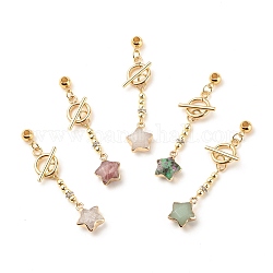 304 Stainless Steel Crylstal Rhinestone Toggle Clasps, Gems Strar Charms OT Clasps with Non-magnetic Synthetic Hematite Beads, Golden, 62mm, Hole: 1.6mm