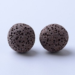 Perles de pierre de lave naturelle non cirées, pour perles d'huile essentielle de parfum, perles d'aromathérapie, teinte, ronde, sans trou, brun, 13~14mm